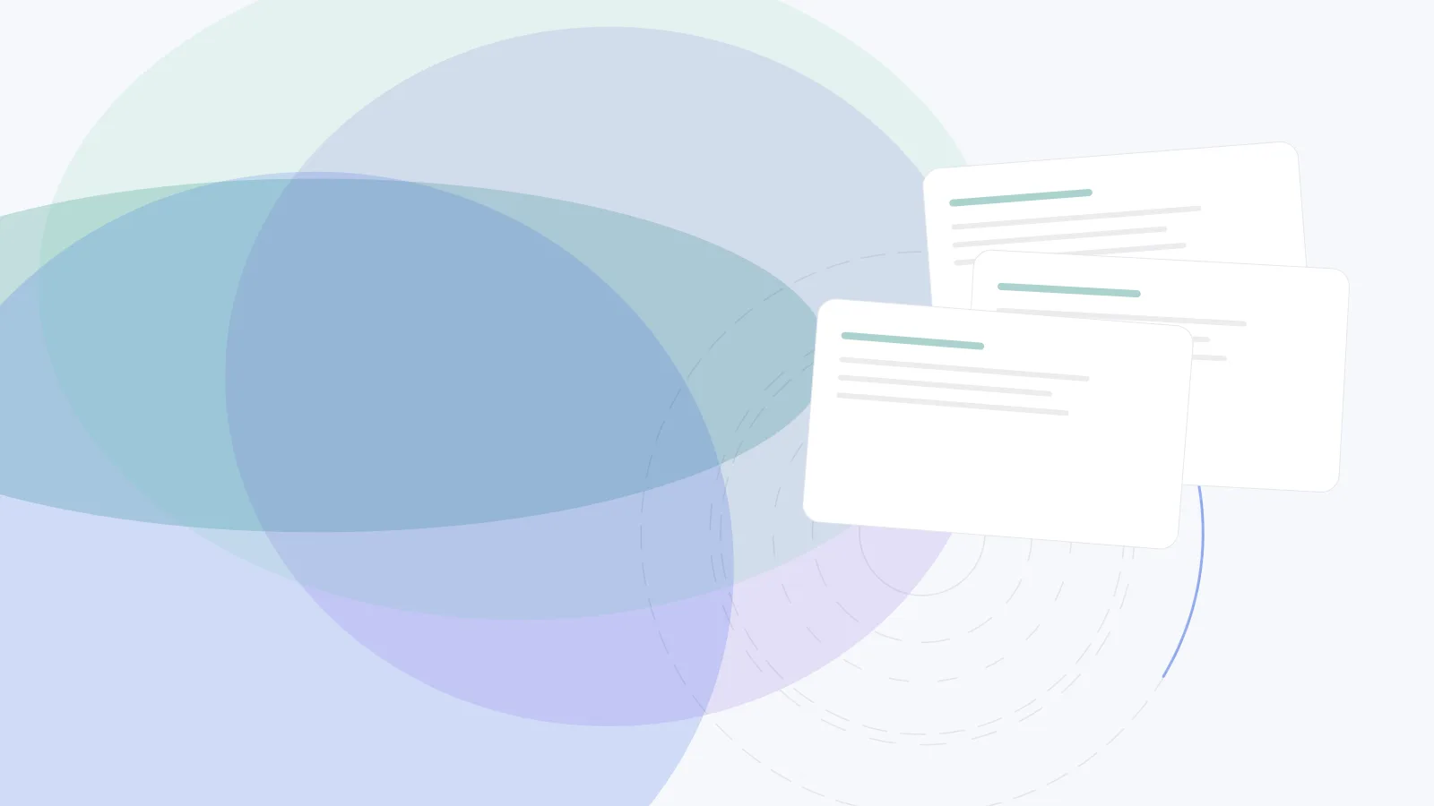 Abstract cover for ISO 27001 vs SOC 2: Which One Should a Startup Prioritize?: layered evidence sheets in teal, blue, and violet.