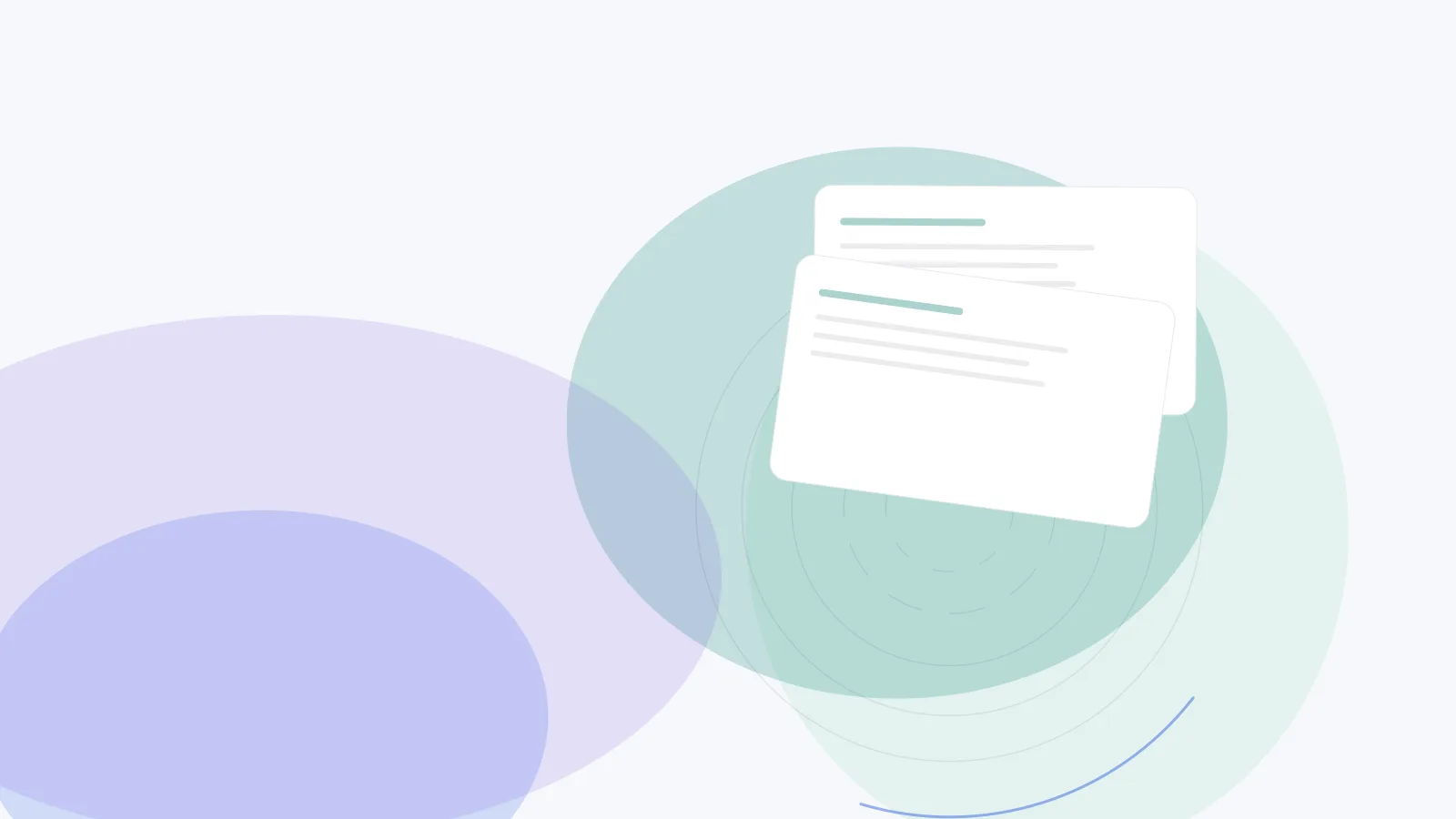 Abstract cover for Security Evidence Your Enterprise Customers Can Trust: overlapping review panels and a ring motif in teal, blue, and violet.