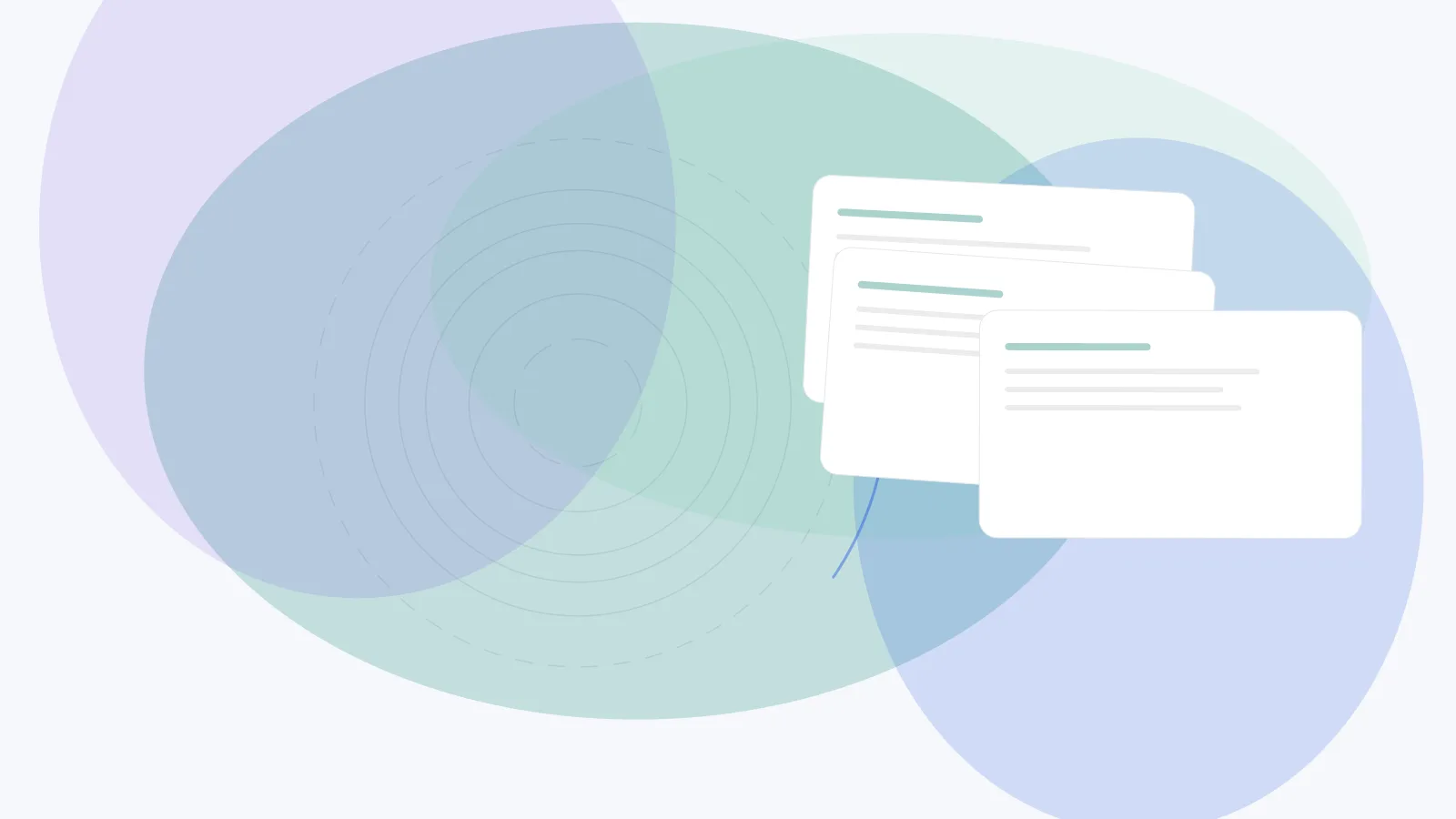 Abstract cover for How to Turn Remediation Tickets into Audit Evidence: layered evidence sheets in teal, blue, and violet.